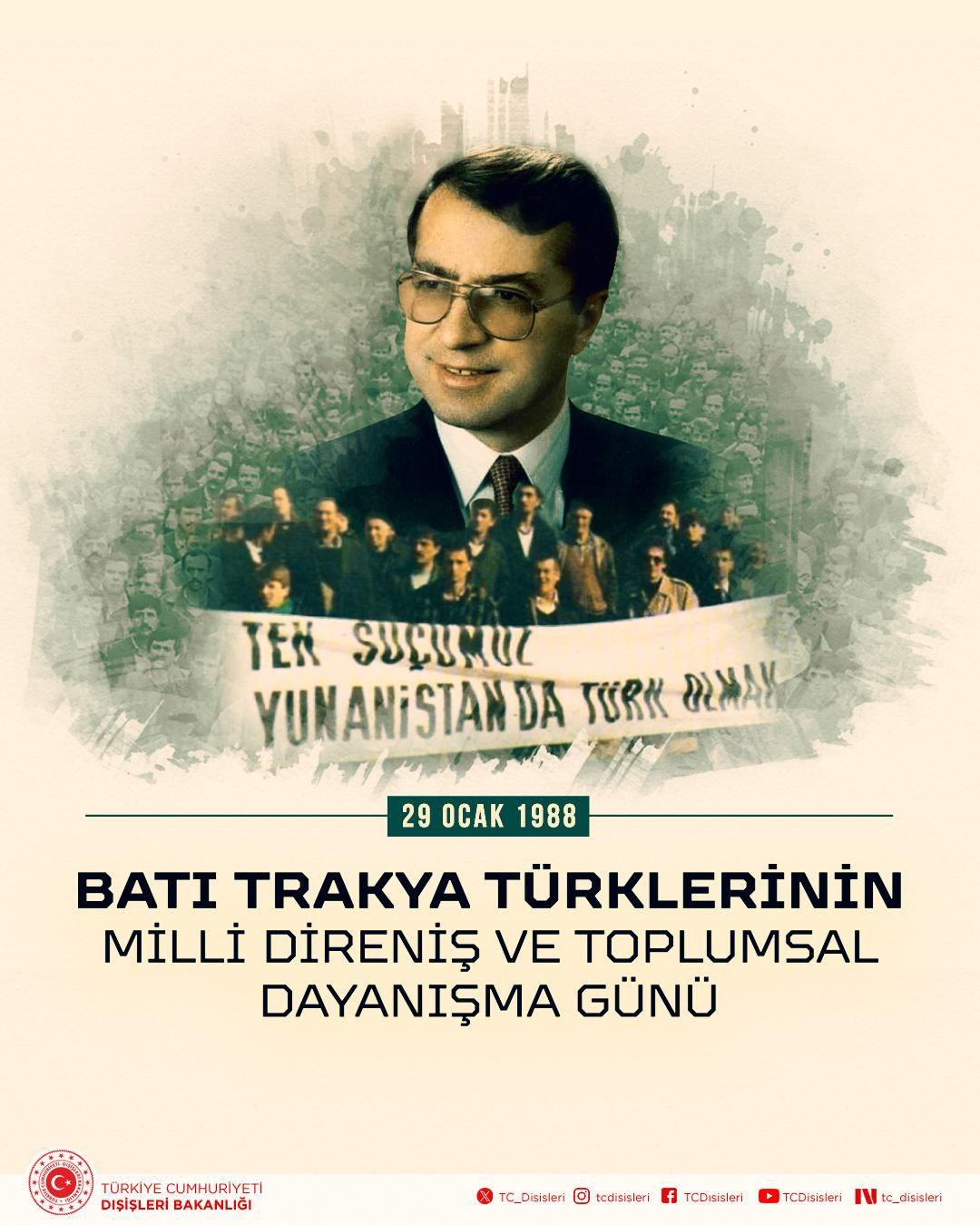 29 Ocak Batı Trakya Türklerinin Milli Direniş ve Toplumsal Dayanışma Günü